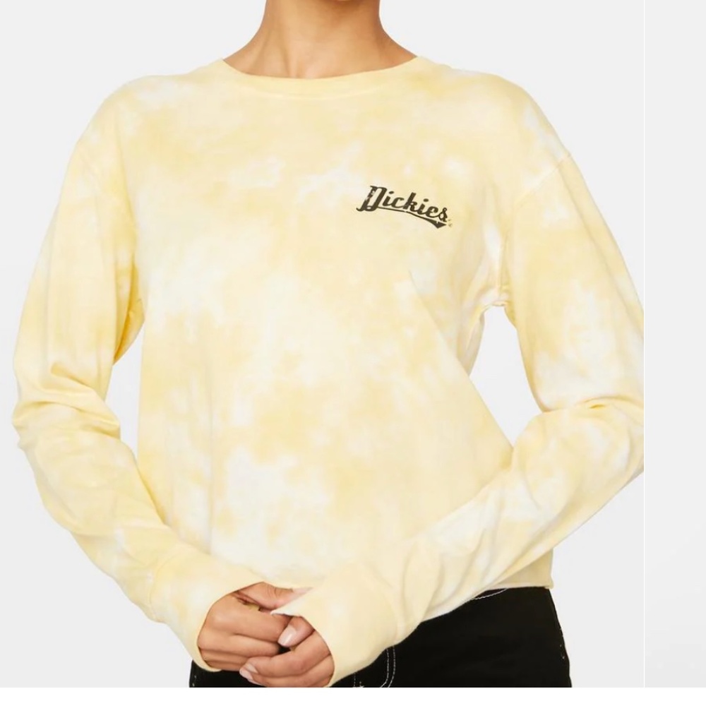 “Sold Out “ NWOT Dickies Girl Yellow Tie Dye Long Sleeves Cropped Tee - Size L